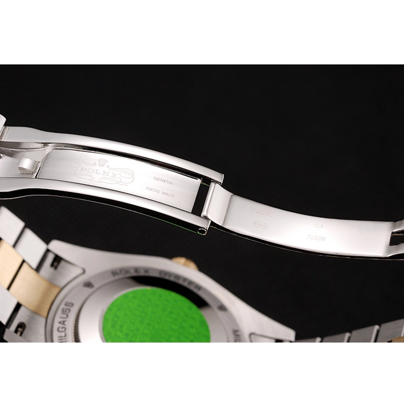 Rolex aaa copy Case Stainless Two Dial Day-Date Tone Black 1453976 Rolex Steel Swiss Bracelet Gold Diamond 0624